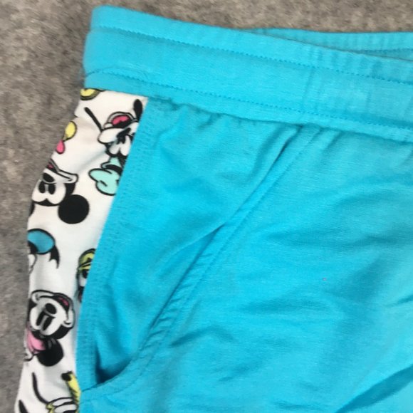 Disney Mickey and Friends Sleep Shorts 2X Blue Drawstring Pockets Printed Mini - Picture 2 of 11